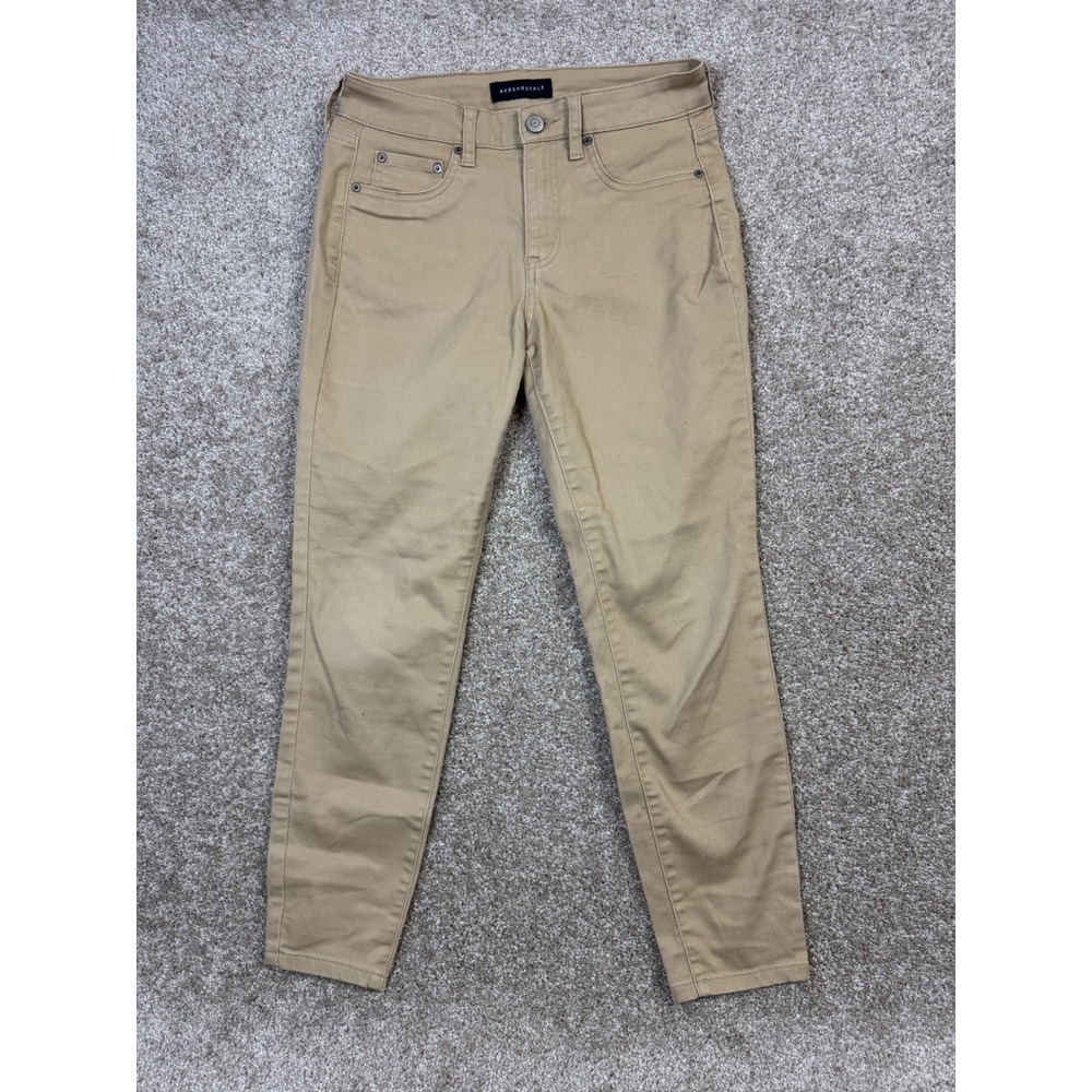 Aeropostale High Rise Jegging Tan Khaki Skinny Pants Womens 6 Short
